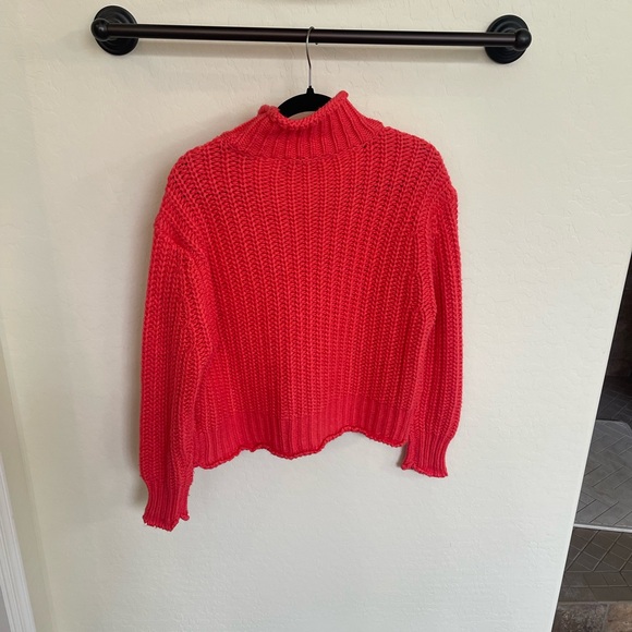 MINKPINK Vibrant Coral/Red Turtleneck Sweater - Picture 2 of 3